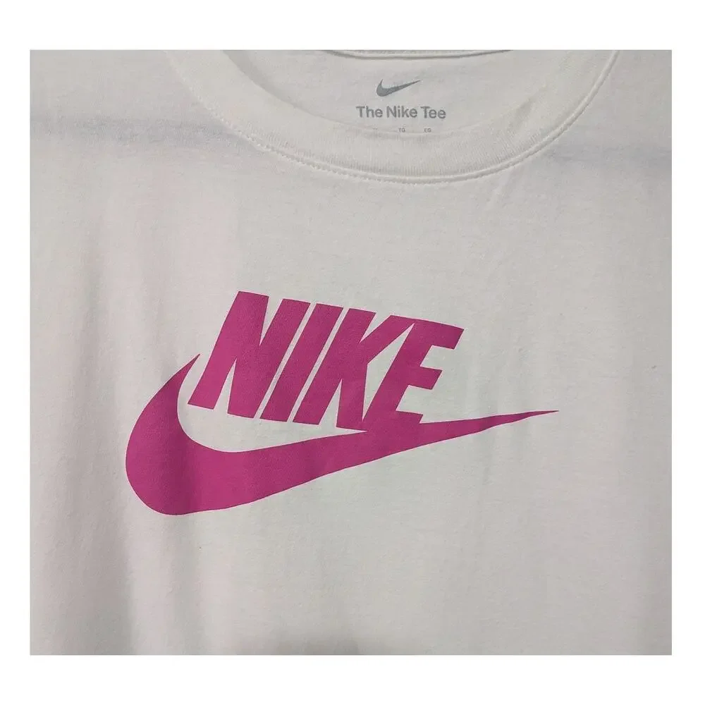 Nike Women's sz XL The Nike Tee T-Shirt Pink Logo white & pink cute T